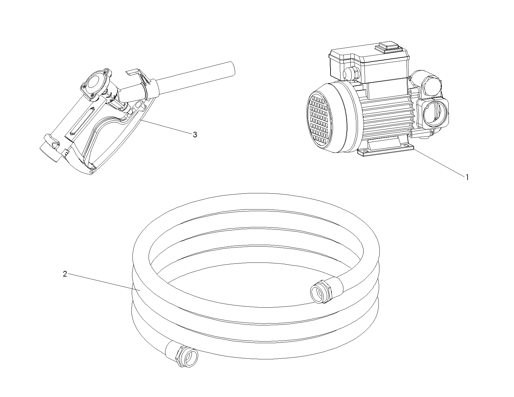 Pompe transfert de fuel Renson 230V 70l/min avec flexible 4 mètres et  pistolet alu 138209