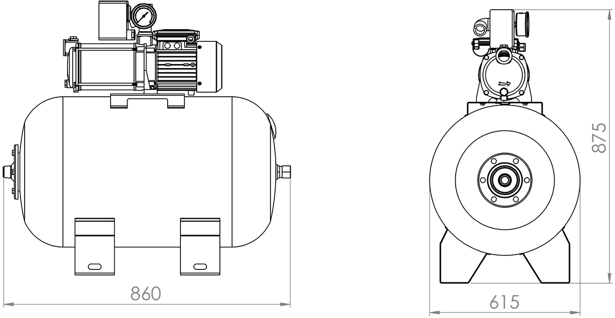 Groupe de Surpression 80L - 0,88 KW 230V - Monophasé