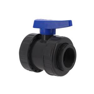 VANNE DOUBLE UNION POIGNEE BLEUE PVC BVE FF 2''