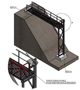 PASSERELLE L5,5M L1m  TUBE ROND 42MM DEMONTABLE
