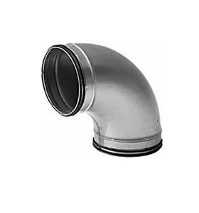 RACCORD COUDE 90° CARRE/CANNELE GALVA D100MM