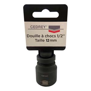 DOUILLE CHOCS CARRE 1/2'' 12MM COURTE L.38MM